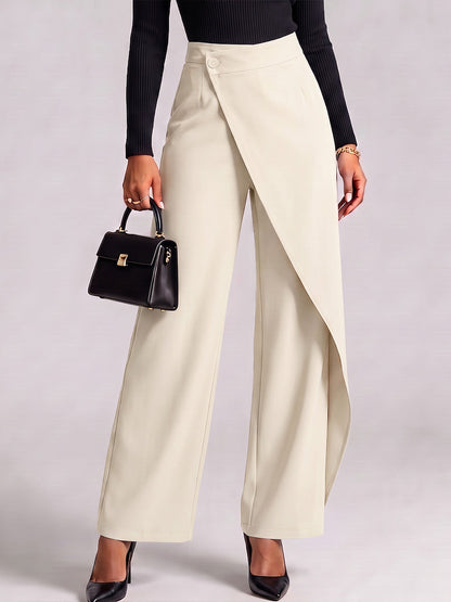 Women's Solid Color High-waisted Casual Loose Wide-leg Pants