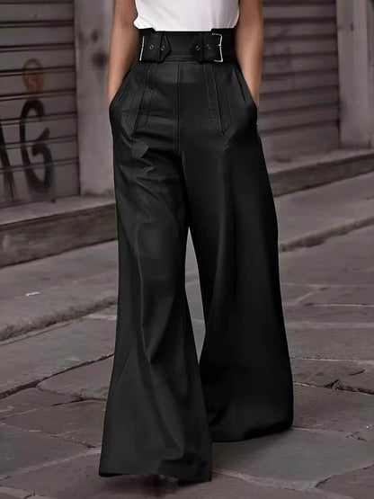 Urban High-Waist Wide-Leg Faux Leather Pants